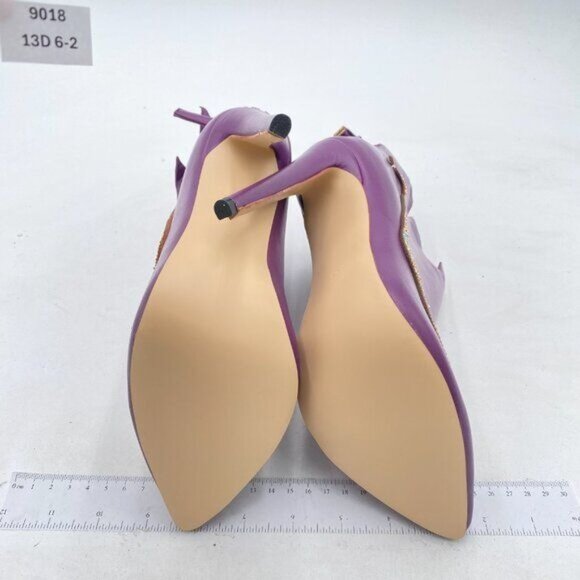 FSJ Purple Ankle Boots Pumps High Heel Color Rhinestones Pointed Toe Zipper Shoe - Picture 7 of 8